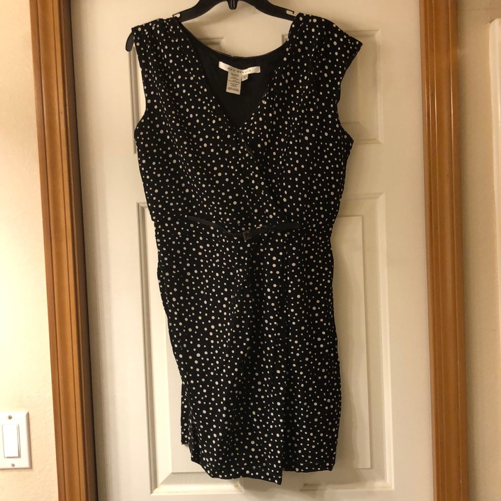 GUC Max Studio faux wrap top polka dot dress L